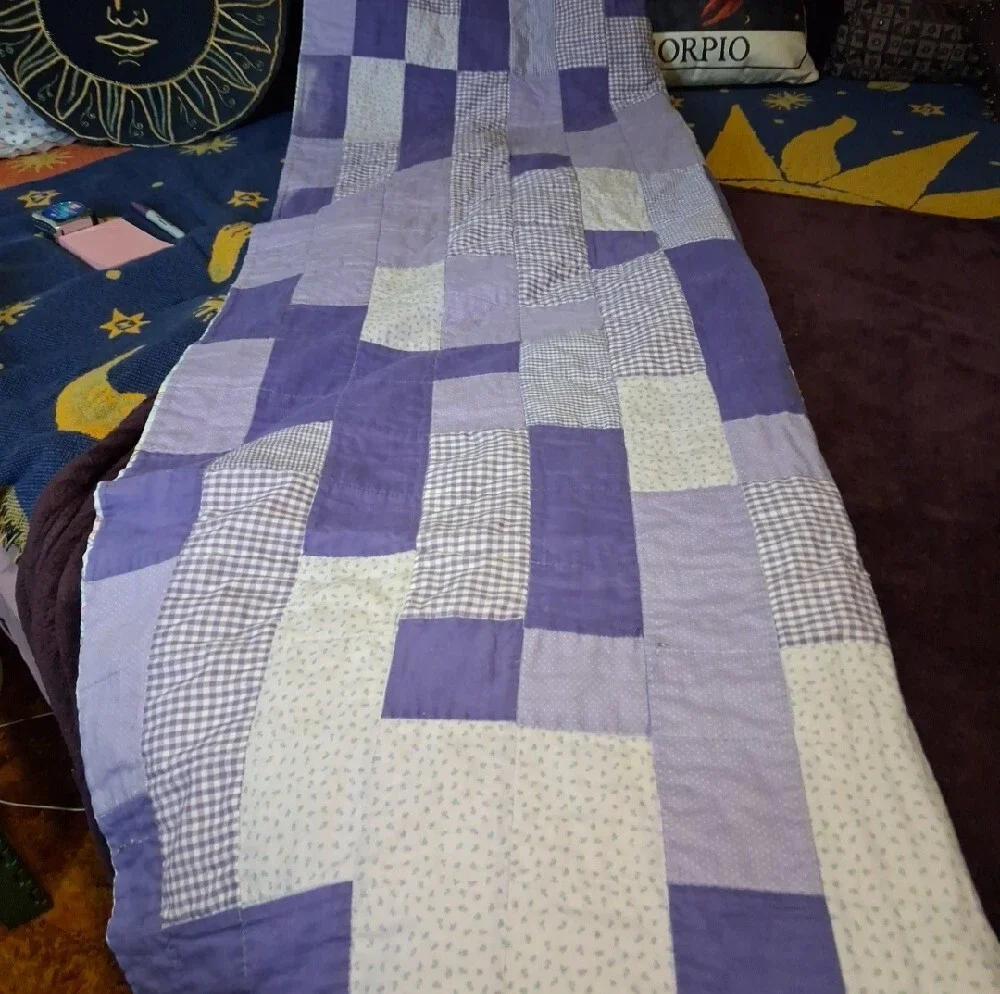 Home Made Purple Patchwork Princess-Themed Quilt - Reversable..